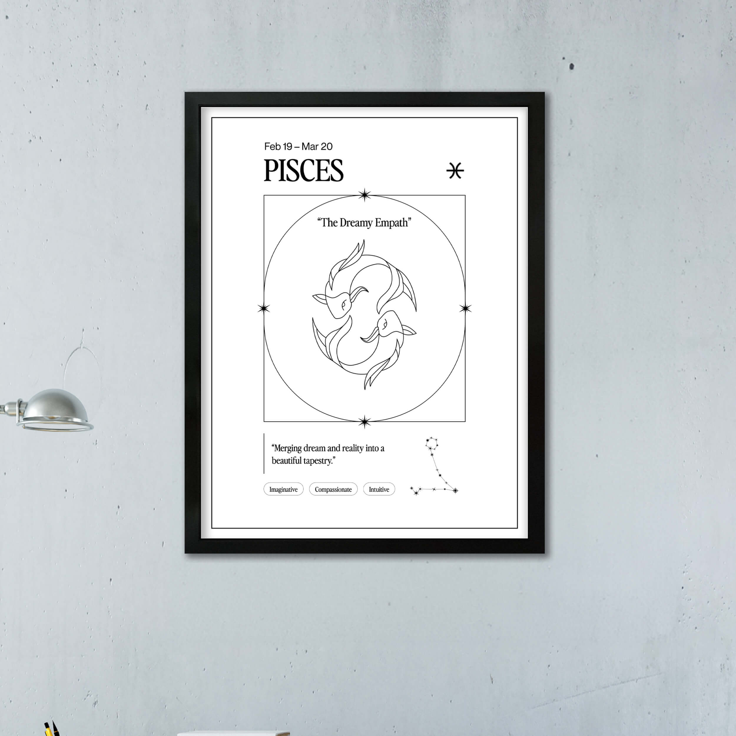Piscis – Ilustración – Mapa Zodiacal